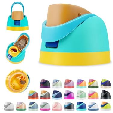 Imagem de BydGxy Tampas de substituição para garrafa de água Owala 680 g/947 g/1,134 g – tampa flip top à prova de vazamento com palha, opções de cores fofas como algodão doce (azul-petróleo tropical)