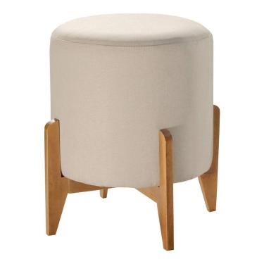 Imagem de Puff Em Linho Redondo Otavio Linho Bege