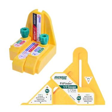 Imagem de MICROJIG FitFinder Localizador de pontos centrais de madeira calibre 1/2 e batente Matchfit Dado para lâmina de serra de mesa e pilha de dados para criar juntas e incrustações, ferramentas de