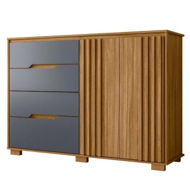 Imagem de Cômoda Texas 2 Portas E 4 Gavetas Freijó Cinza Moval