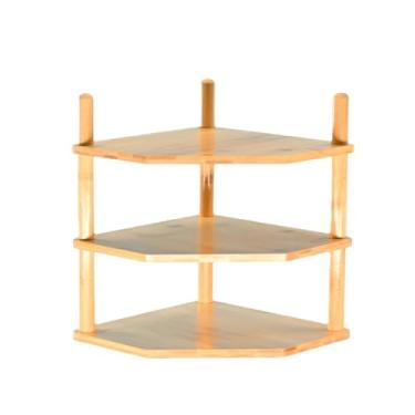 Imagem de WooFawn Prateleira expansível de canto de bambu para armário – organizador de pratos de 2 a 5 camadas, economia de espaço de cozinha, montagem mínima de ferramentas (alimentada pela Gogogo) (2 camadas