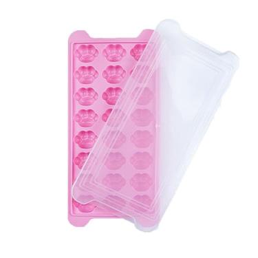 Imagem de Bandeja de cubos de gelo com tampas, garras fofas de silicone, moldes de cubos de gelo, formas de chocolate, 24 cubos por bandeja, bandeja de gelo de silicone de liberação fácil para freezer, uísque