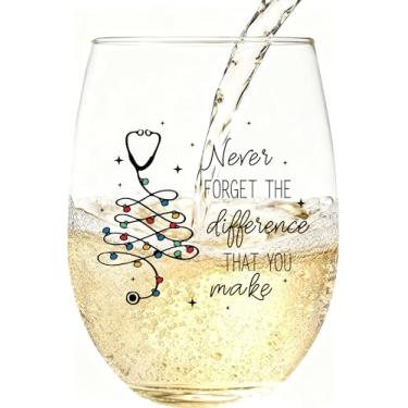Imagem de Slugeren Presentes de enfermeira para mulheres - Never Forget The Difference You Make taça de vinho 500 ml, presente de agradecimento para mulheres, colega de trabalho, enfermeira, professora