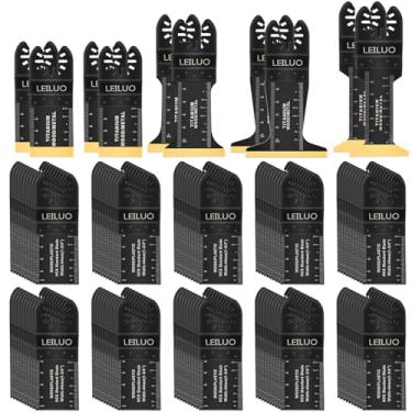 Imagem de LEILUO 110 lâminas de ferramentas oscilantes de titânio lâminas de serra multiferramentas extralongas e largas para pregos de drywall de madeira com bolsa de armazenamento, acessórios de ferramentas