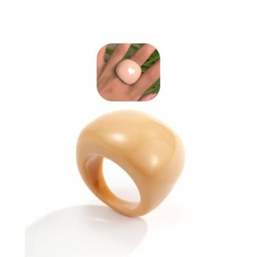 Imagem de YNZGYBY Anéis de acrílico coloridos para mulheres vintage resina dedo anel moderno plástico transparente cúpula anéis Y2k amarelo Neno declaração joia, Zinco, Sem pedra preciosa