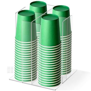 Imagem de Suporte organizador de copo de café e tampa de acrílico, organizador vertical de armazenamento de condimentos e copos, suporte de copos e tampas de plástico transparente para loja de bar de cozinha (4