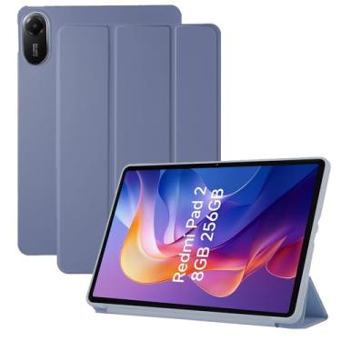 Imagem de Capa para Xiaomi Redmi Pad 2, capa KONXISA com suporte de três dobras, capa de adsorção magnética e couro sintético premium, protetor completo resistente a arranhões e à prova de choque, roxo
