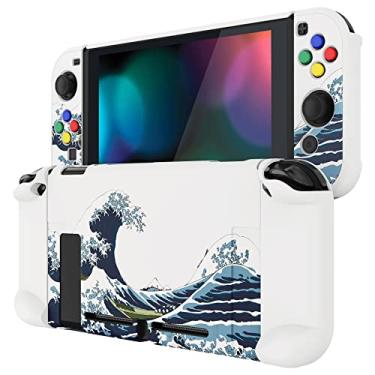 Imagem de eXtremeRate PlayVital Back Cover for Nintendo Switch, NS Joycon Handheld Controller Protector Hard Shell, Dockable Protective Case with Colorful ABXY Direction Button Caps - The Great Wave