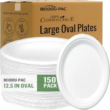 Imagem de BEIDOU-PAC Pratos ovais de papel de 31,78 cm - 150 peças