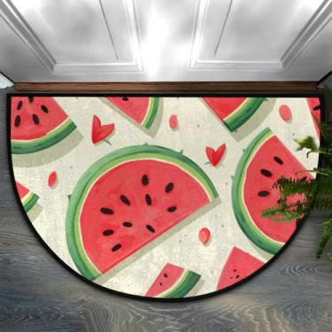 Imagem de Tapete de porta meio redondo, melancia, fofo, amor, antiderrapante, absorvente, semicírculo, tapetes laváveis, meia lua, tapetes para ambientes internos e externos, pátio, cozinha, banheiro, entrada
