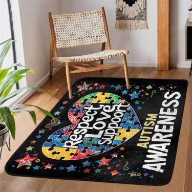 Imagem de Tapete de área de 9,5 x 1,5 m para sala de estar, lavável à máquina, tapete antiderrapante com palavras de autismo, tapete macio para sala de estar, quarto, sala de jantar, berçário, cozinha