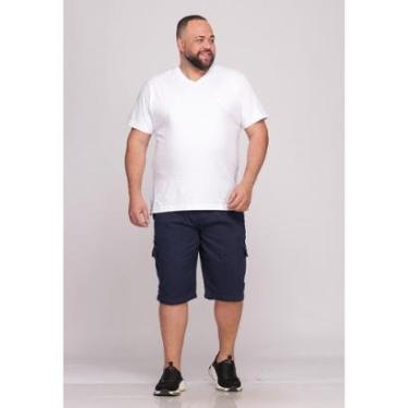 Imagem de Bermuda Masculina Plus Size Sarja Azul Marinho com Elastico-Masculino