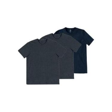 Imagem de Kit com 3 Camisetas Masculina Hering 201 Azul Marinho-Masculino