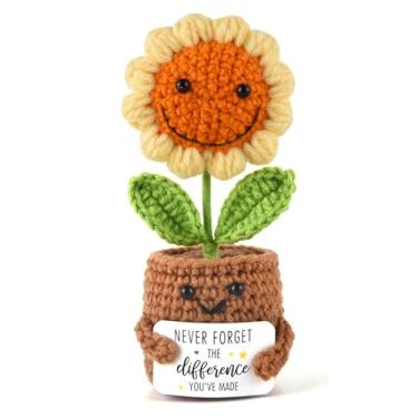 Imagem de Presente de agradecimento - Suporte de girassol emocional em crochê - Nunca se esqueça da diferença que você faz presentes para aniversário do dia das mães - presentes de apreciação de aposentadoria
