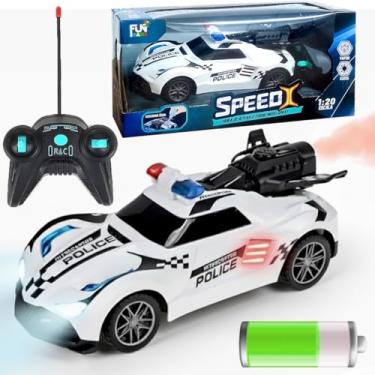 Imagem de Super Carrinho de Polícia Controle com Fumaça Recarregável - Branco