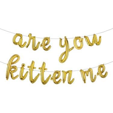 Imagem de Balões de letras - Are YOU KITTEN ME 40,6 cm letras do alfabeto folha balão Mylar faixa de festa de aniversário (L ARE YOU KITTEN ME dourado)