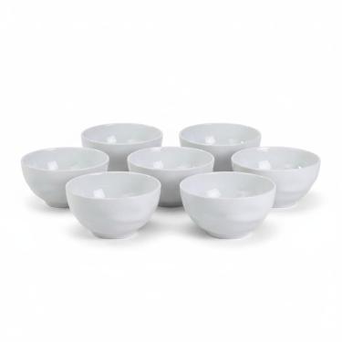 Imagem de Kit 6 Bowl Tigela Porcelana Branco Relevo Orgânico 360ml