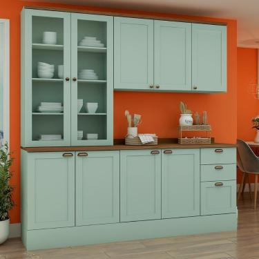 Imagem de Armário De Cozinha Genialflex Iluminata 3 Peças Verde Mint