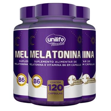 Imagem de Kit 3 Melatonina + B6 Unilife 60 Cápsulas