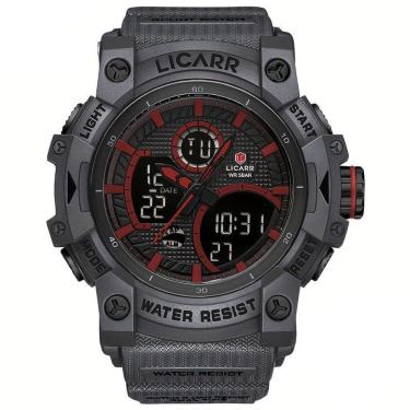 Imagem de Relógio Desportivo Digital Masculino Duplo Display A Prova De água 5atm Estilo Casual Preto Transparente
