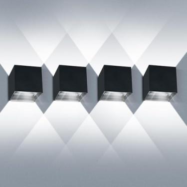 Imagem de LEDMO Luminária De Parede Moderna Para Cima E Para Baixo, Luzes De Varanda Ajustáveis Para Áreas Externas De 20 W, Pacote Com 4 Lâmpadas De Parede De Alumínio Para Áreas Externas E Internas Ip55, 1