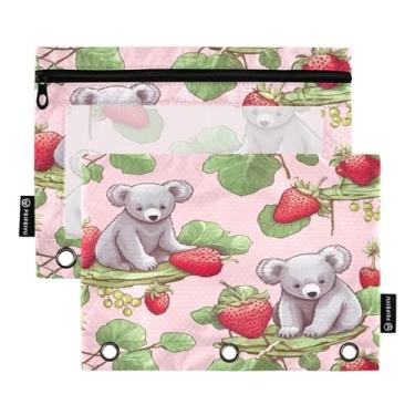 Imagem de Wassud Koala on Strawberry Pacote com 2 pastas para fichário com 3 furos, pasta organizadora de arquivos para casa, escritório
