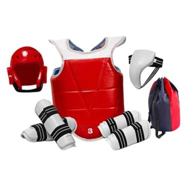 Imagem de simhoa Conjunto de Equipamento de Proteção para Taekwondo, Vermelho, para Cabeça e Peito - Equipamento para Artes Marciais, L