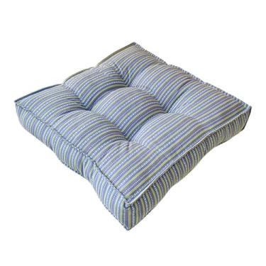 Imagem de Dualoai Almofada de chão para assento, pufe de chão quadrado para adultos, almofada de assento tufada para sala de jantar, para cozinha, uso doméstico, Azul