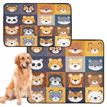 Imagem de CEBUGI Almofadas de xixi laváveis para cães, pacote com 2, almofadas impermeáveis para filhotes de cachorro, antiderrapante, à prova de vazamento, para cama de cercadinho de brinquedo, rostos de