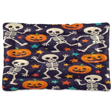 Imagem de Wassud Esqueletos dançantes com cama de cachorro estrela, tapete lavável para animais de estimação, antiderrapante, almofada para canil para uso interno e externo, 91 x 61 cm