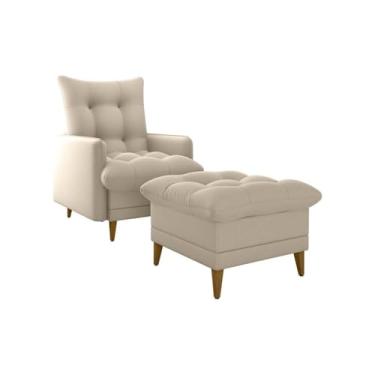 Imagem de Poltrona de Amamentação Montreal com Puff - Suede Cinza, Reclinável, Madeira Maciça, Suporta 110kg - Conforto para Mães, Sala de Estar e Cantinho de Leitura(Suede Bege)