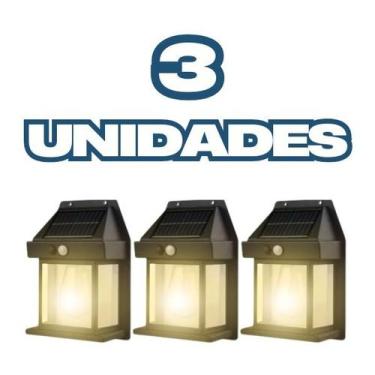 Imagem de Kit 3 Arandela Retrô Luminária Solar Externa Potente Vintage - clickst