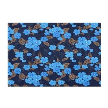 Imagem de Burbuja Tapete de banho de flores azuis, tapete de banheiro absorvente extra macio com suporte antiderrapante para banheiro, banheira, chuveiro, 41 x 61 cm