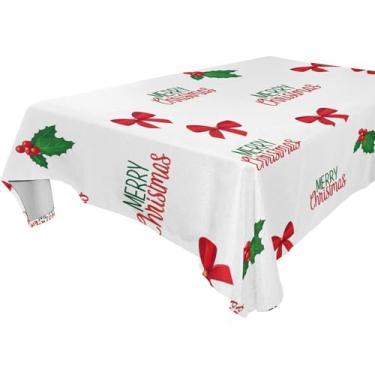 Imagem de Burbuja Toalha de mesa com laços de Natal, toalha de mesa quadrada anti-rugas grossa para decoração de jantar, cozinha, festa, 152 x 152 cm
