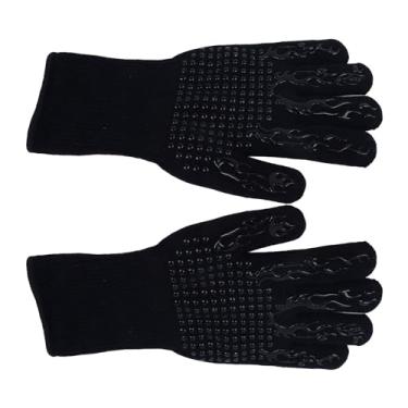 Imagem de Cryfokt Luvas à Prova de Fogo para Churrasco, Resistentes a Altas Temperaturas, para Forno de Micro-ondas, Pretas