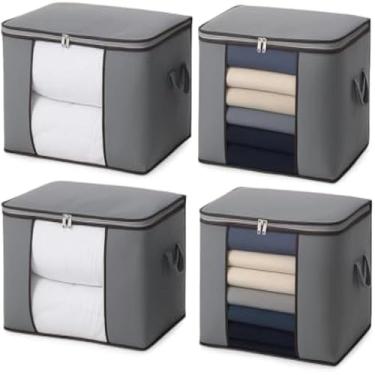 Imagem de Organizador dobravel, armazenamento de roupas, protetor de poeira, caixa com ziper, para guardar, multiuso, eficiente, pratico, 50 cm