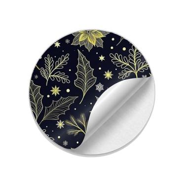 Imagem de Adesivos Redondos Natalinos 25 Unidades Flocos de Neve Escuros - Tamanho 85x85cm