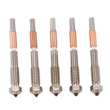 Imagem de LiebeWH Bicos Extrusores Bimetálicos para Impressora 3d, 5 Peças Bicos Integrados 0.4mm 0.2mm 0.6mm 0.8mm Acessórios de Impressora 3d Adequados para Qidi Plus4