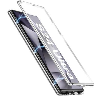 Imagem de [Material de metal] Capa para Samsung Galaxy S24 Ultra, capa de celular externa com proteção contra quedas de grau militar com tela de vidro integrada e protetor de lente da câmera, capa de metal para