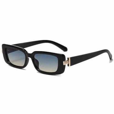 Imagem de HPIRME Óculos femininos modernos com armação pequena, estilo retrô, com lentes UV400 (preto, azul e amarelo)