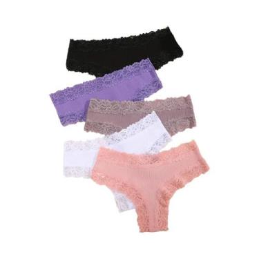 Imagem de Calcinhas Brasileiras De Algodão Com Renda plus Size Sem Costura De Ci