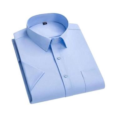Imagem de Camisa Social Masculina Slim Fit Antirrugas De Manga Curta Branca Com 