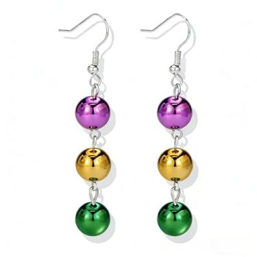 Imagem de Brincos de carnaval feminino de carnaval com contas e contas pendentes de strass para carnaval, vestido de carnaval, fantasia para acessórios de festa, Medium, Metal, Sem pedra preciosa