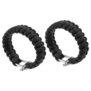 Imagem de Pulseiras Paracord de sobrevivência, pacote com 2 pulseiras trançadas com fivela de aço inoxidável em forma de U, lembrancinhas de festa, presentes de acampamento, envoltórios ao ar livre para homens