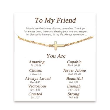 Imagem de Tarsus Pulseira de cruz para mulheres, presentes cristãos para mulheres, presentes religiosos, pulseira de cruz delicada, ajustável, Páscoa, dia das mães, Natal, aniversário, average, Aço inoxidável