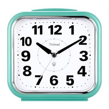Imagem de Tinload Despertador analógico grande sem tique-taque de 14 cm, legível silenciosamente para idosos, fácil de configurar, alarme de aumento gradual, números grandes, despertar suave, soneca, iluminado