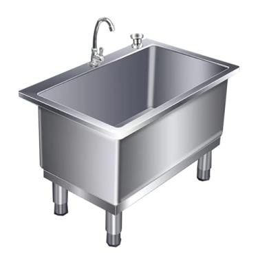 Imagem de Bacia de serviço de esfregão de aço inoxidável, pia de lavanderia, balde de esfregão utilitário, pia de esfregão com drenagem para negócios de cozinha, pia de esfregão de piso comercial, pia interna e