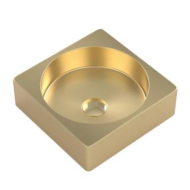 Imagem de Pia de vaso de banheiro, pia pequena acima do balcão, pia de banheiro, pia de penteadeira, bacia de arte de bancada para banheiro, pia de vaso de banheiro de tigela pequena, material de aço inoxidável