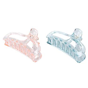 Imagem de Cryfokt Grampo de Garra de Cabelo Antiderrapante Resina Plástico Hairpin para Banho e Maquiagem, 2 Pçs Elegante Conjunto de Clipe de Mandíbula de Cabelo para Mulher
