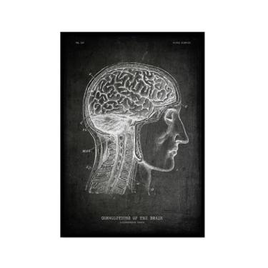Imagem de Arte vintage de anatomia humana – pintura em tela de educação médica esqueleto humano gaiola cérebro coração anatomia pôster para decoração de casa de clínica hospitalar (SKU12,8x30,5 cm = (20 x 30 cm